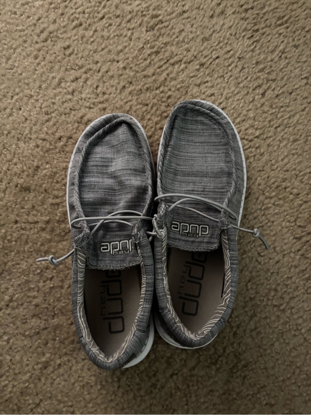 Hey Dude Boys Grey Knit Slip-On Loafers- Size 7